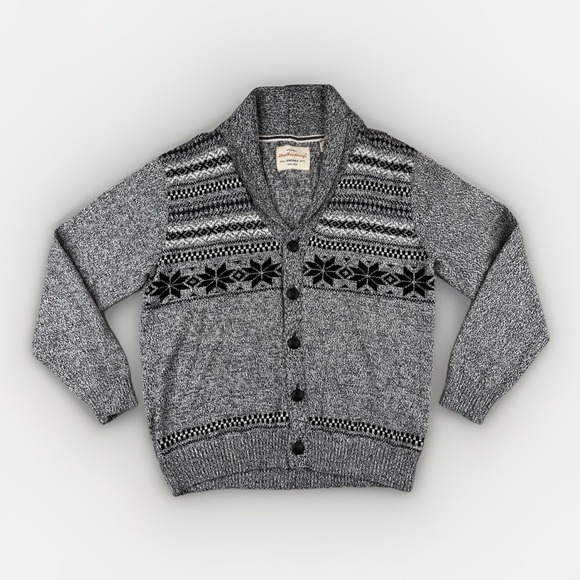 Weatherproof Other - Weatherproof Mens Shawl Collar Fair Isle Cardigan Sweater L Gray Heritage Preppy